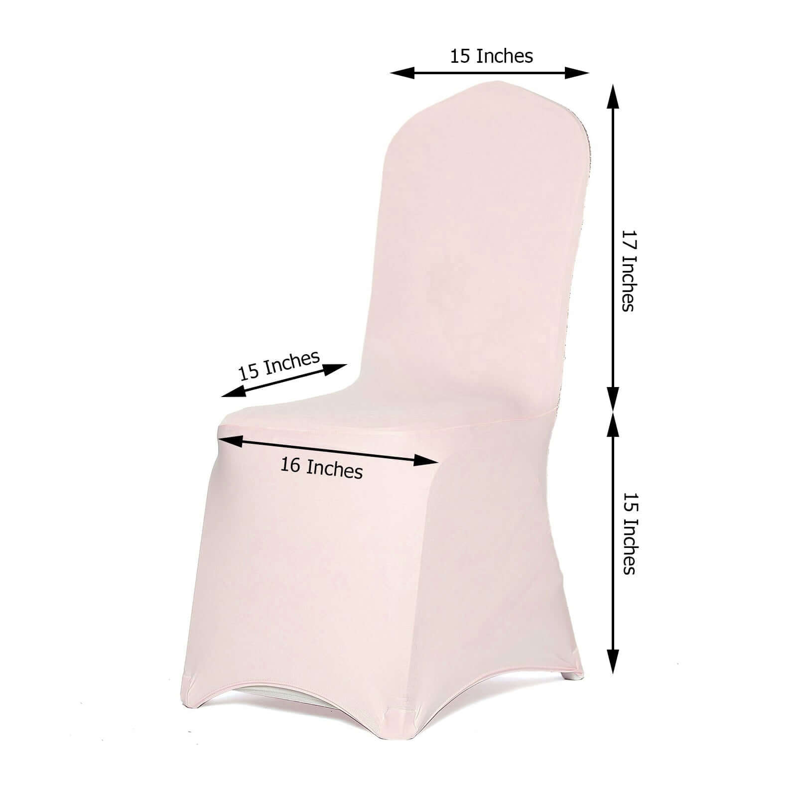 Spandex Chair Cover with Metallic Shimmer Tinsel Back for Banquet Chairs Blush - Fitted Slipcover