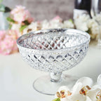 Mercury Glass Pedestal Bowl Vase Compote Style Silver - Sophisticated Floral Table Decor for Events 8"