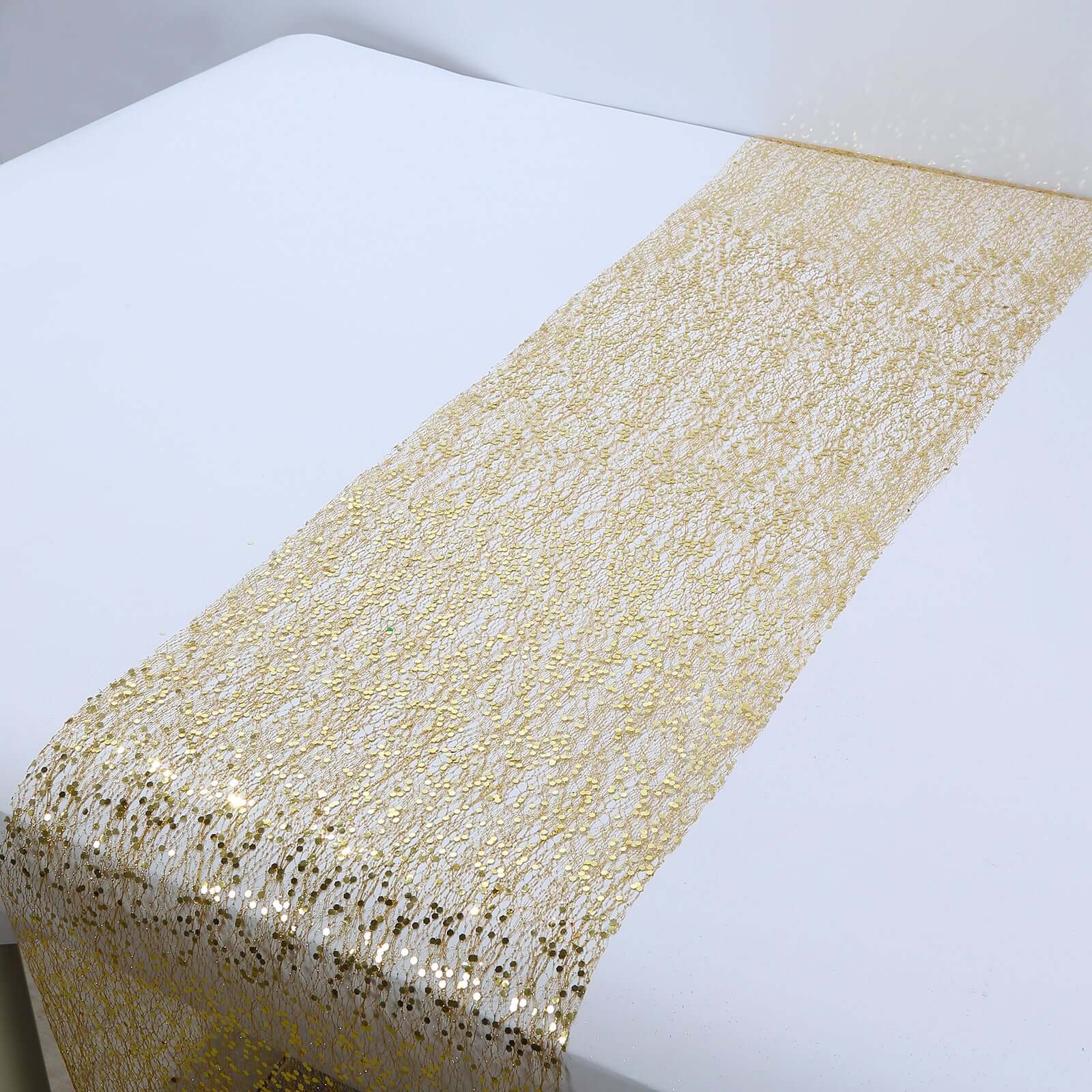 Mesh 11"x108" Table Runner Metallic Gold â€“ Glitter Design for Convenient Event Decoration - Bell Racket Store