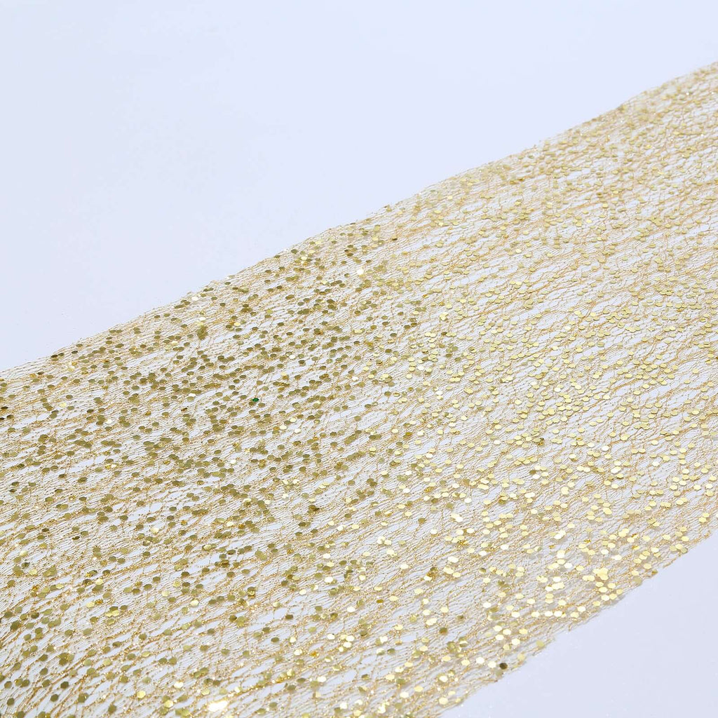 Mesh 11"x108" Table Runner Metallic Gold â€“ Glitter Design for Convenient Event Decoration - Bell Racket Store