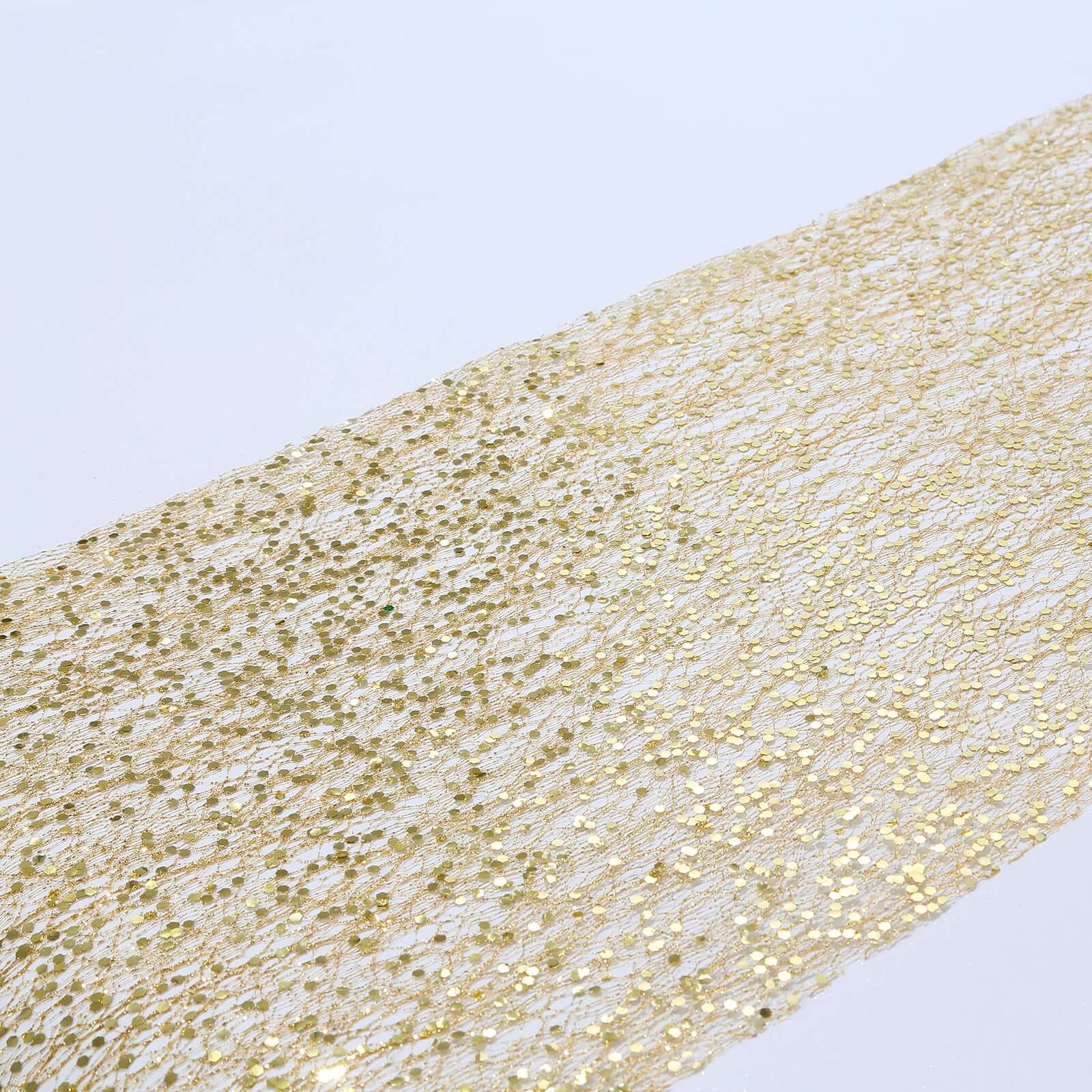 Mesh 11"x108" Table Runner Metallic Gold â€“ Glitter Design for Convenient Event Decoration - Bell Racket Store