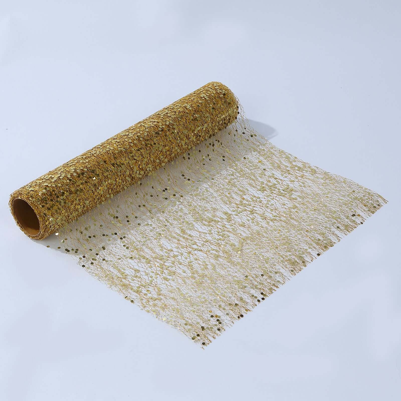 Mesh 11"x108" Table Runner Metallic Gold â€“ Glitter Design for Convenient Event Decoration - Bell Racket Store
