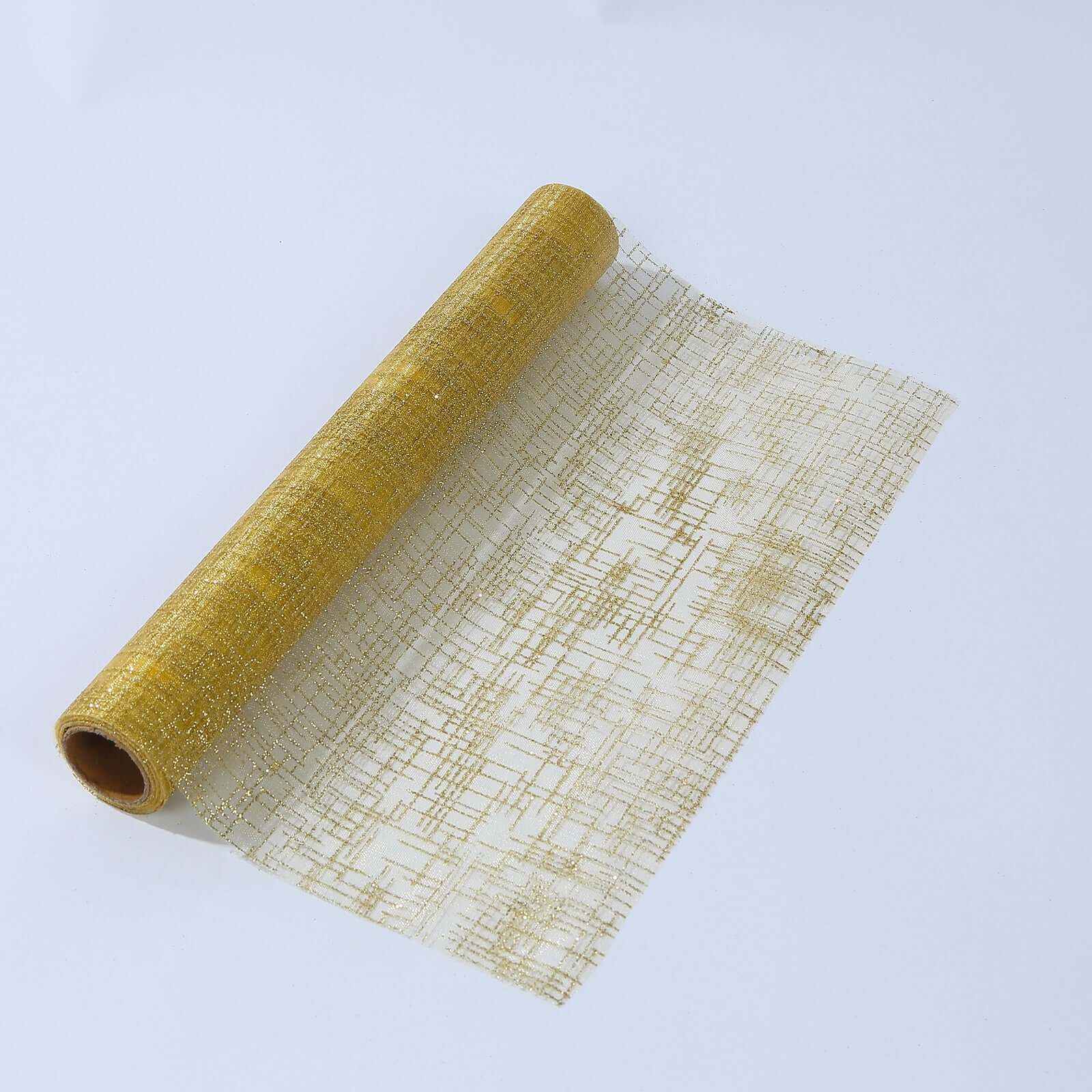 Mesh 11"x108" Table Runner Metallic Gold - Glitter Design for Convenient Event Decoration - Bell Racket Store