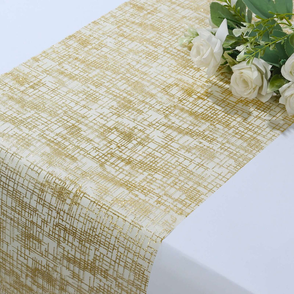 Mesh 11"x108" Table Runner Metallic Gold - Glitter Design for Convenient Event Decoration - Bell Racket Store