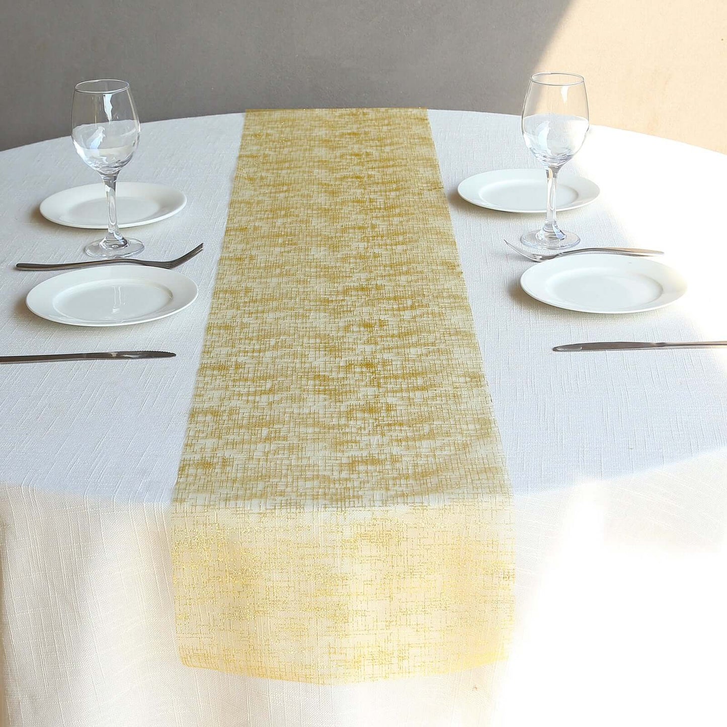Mesh 11"x108" Table Runner Metallic Gold - Glitter Design for Convenient Event Decoration - Bell Racket Store
