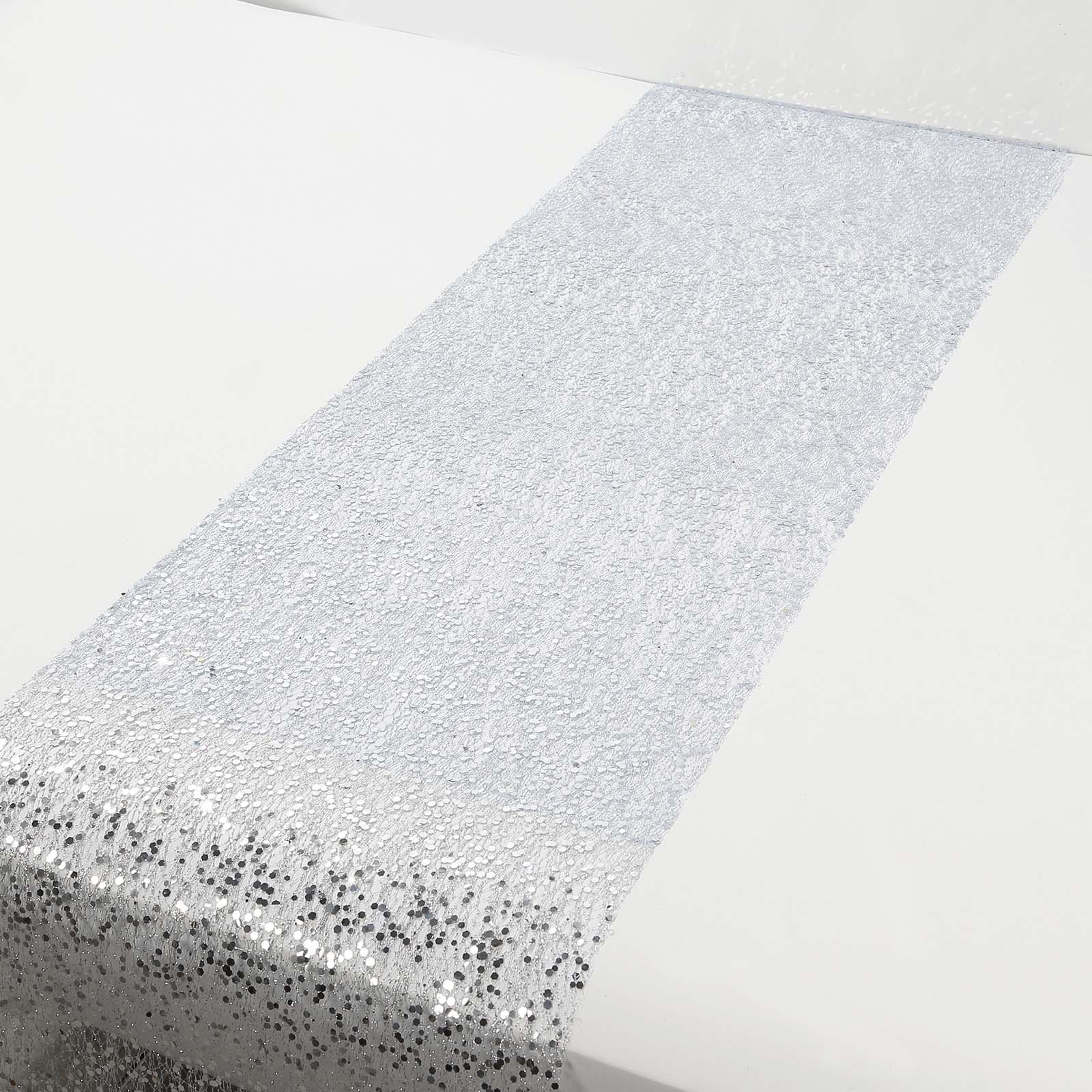 Mesh 11"x108" Table Runner Metallic Silver â€“ Glitter Design for Convenient Event Decoration - Bell Racket Store