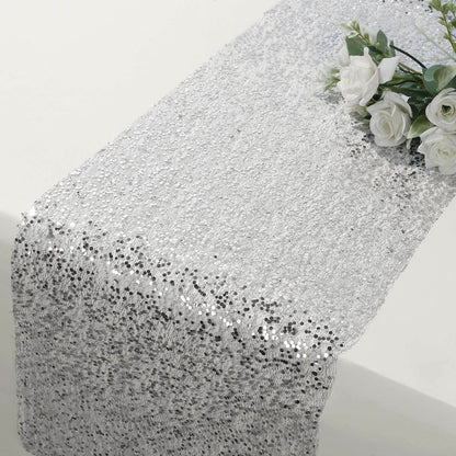 Mesh 11"x108" Table Runner Metallic Silver â€“ Glitter Design for Convenient Event Decoration - Bell Racket Store
