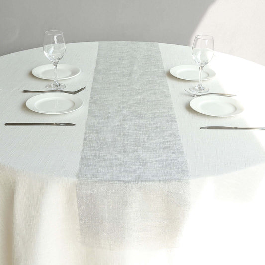 Mesh 11"x108" Table Runner Metallic Silver - Glitter Design for Convenient Event Decoration - Bell Racket Store