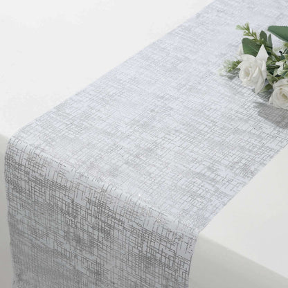 Mesh 11"x108" Table Runner Metallic Silver - Glitter Design for Convenient Event Decoration - Bell Racket Store
