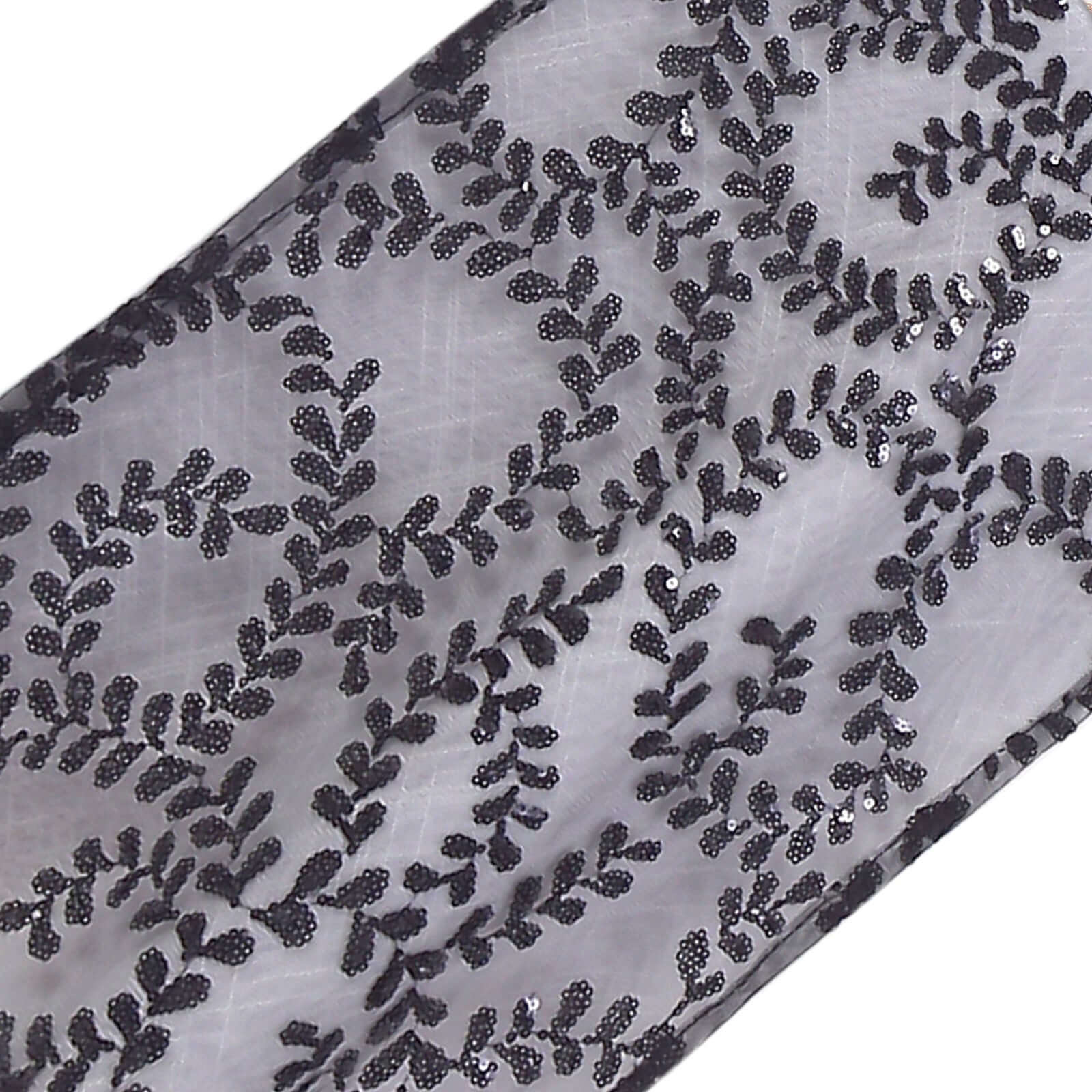 Mesh 12"x108" Table Runner Black - Leaf Vine Embroidery - Bell Racket Store