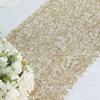 Mesh 12"x108" Table Runner Gold - Sequin Schiffli Lace Design for Stylish Celebrations - Bell Racket Store