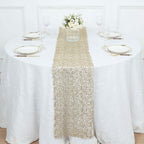 Mesh 12"x108" Table Runner Gold - Sequin Schiffli Lace Design for Stylish Celebrations - Bell Racket Store