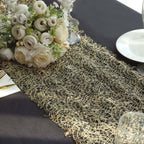 Mesh 12"x108" Table Runner Gold - Sequin Schiffli Lace Design for Stylish Celebrations - Bell Racket Store