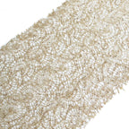 Mesh 12"x108" Table Runner Gold - Sequin Schiffli Lace Design for Stylish Celebrations - Bell Racket Store