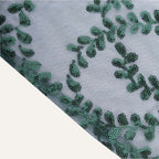 Mesh 12"x108" Table Runner Hunter Emerald Green - Leaf Vine Embroidery - Bell Racket Store