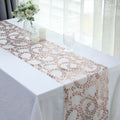 Mesh 12"x108" Table Runner Rose Gold - Leaf Vine Embroidery - Bell Racket Store