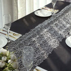 Mesh 12"x108" Table Runner Silver - Sequin Schiffli Lace Design for Stylish Celebrations - Bell Racket Store