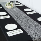 Mesh 12"x108" Table Runner Silver - Sequin Schiffli Lace Design for Stylish Celebrations - Bell Racket Store