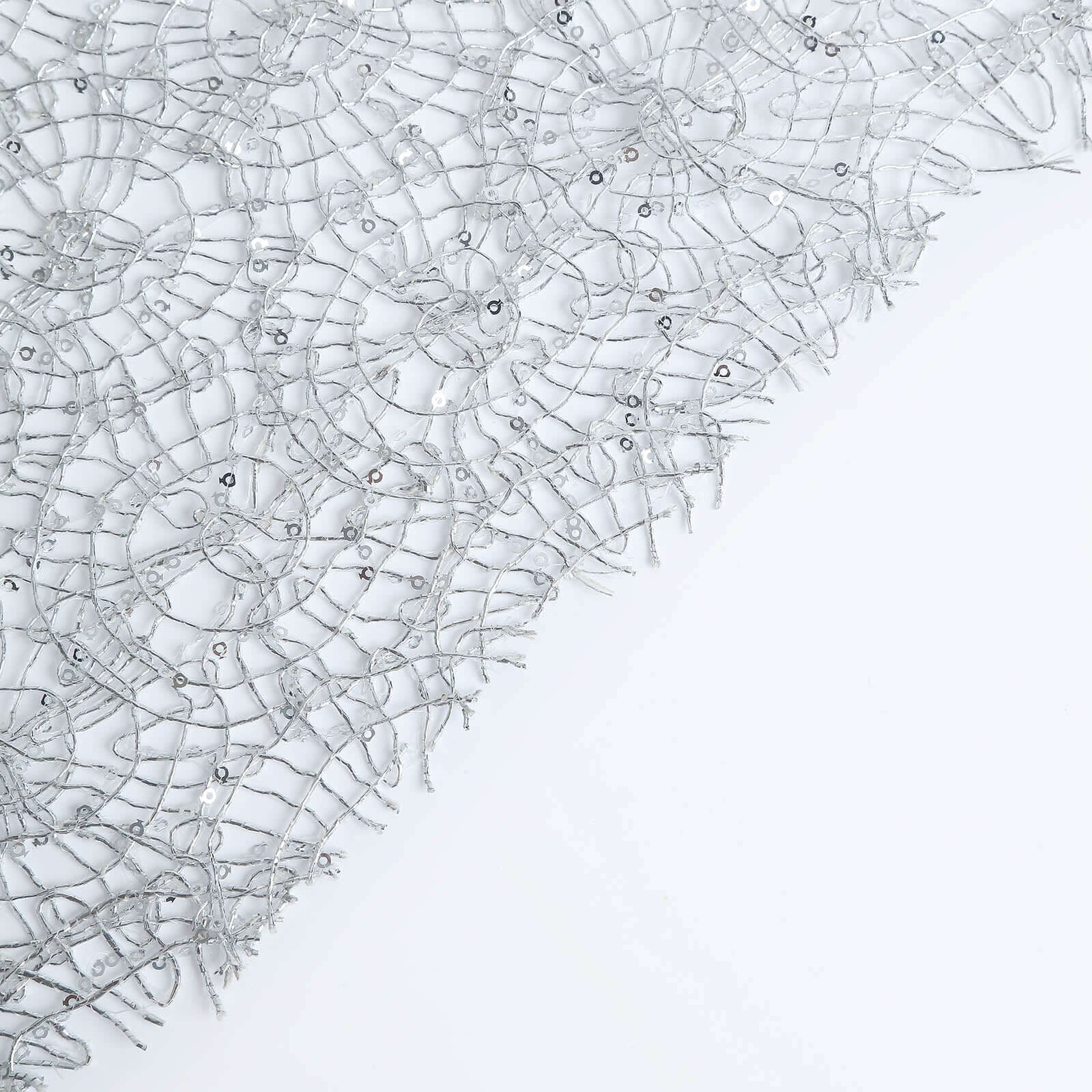 Mesh 12"x108" Table Runner Silver - Sequin Schiffli Lace Design for Stylish Celebrations - Bell Racket Store