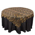 Mesh 72"x72" Table Overlay Square Tablecloth Black Gold - Wave Embroidered Sequins Table Topper - Bell Racket Store