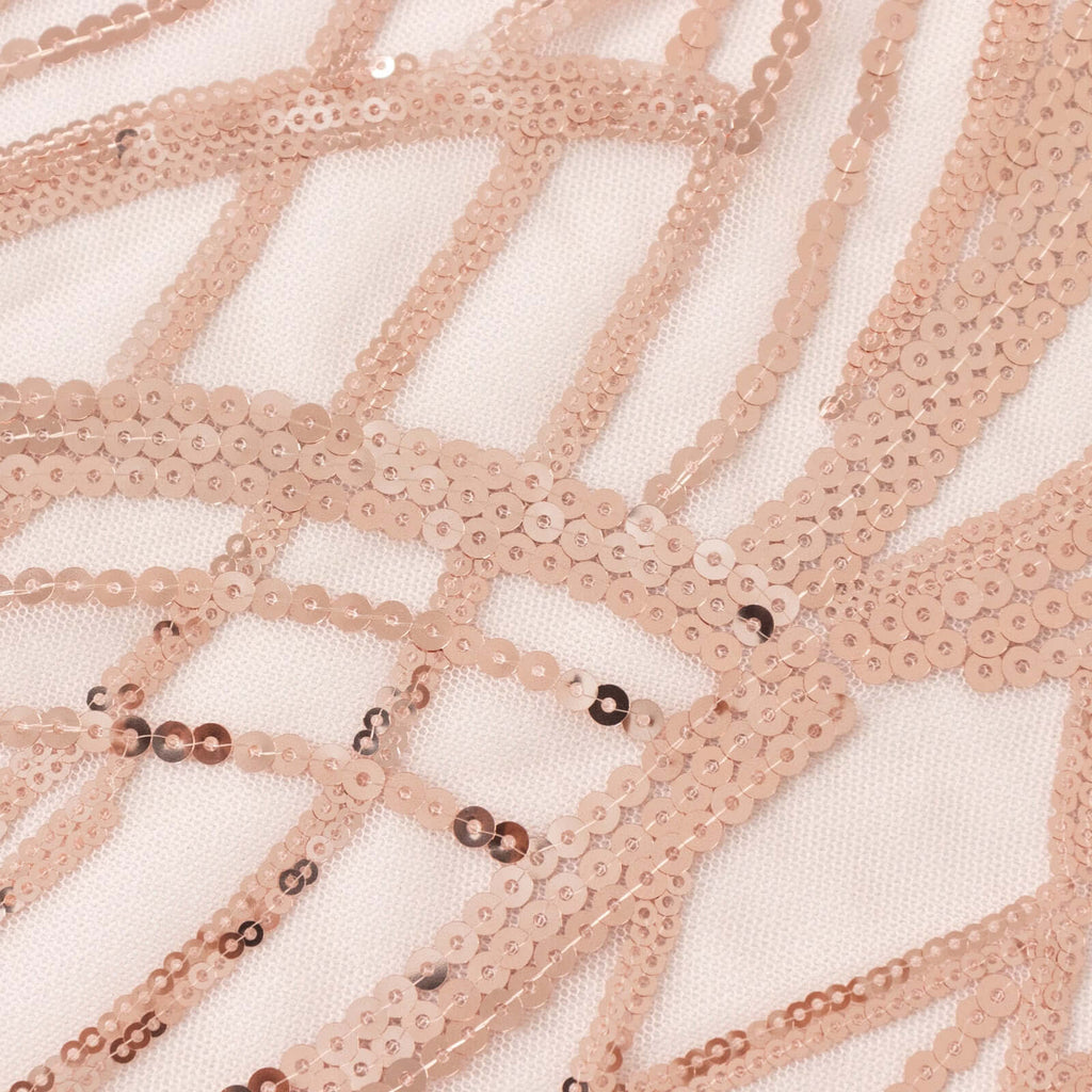 Mesh 72"x72" Table Overlay Square Tablecloth Blush - Wave Embroidered Sequins Table Topper - Bell Racket Store