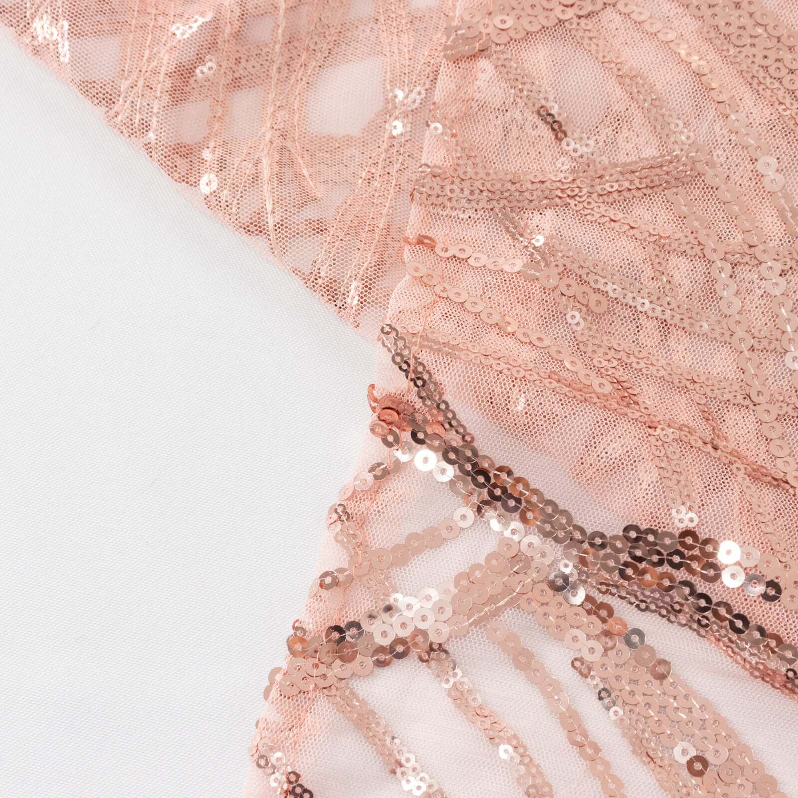 Mesh 72"x72" Table Overlay Square Tablecloth Blush - Wave Embroidered Sequins Table Topper - Bell Racket Store