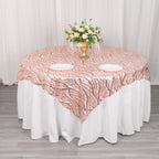 Mesh 72"x72" Table Overlay Square Tablecloth Blush - Wave Embroidered Sequins Table Topper - Bell Racket Store