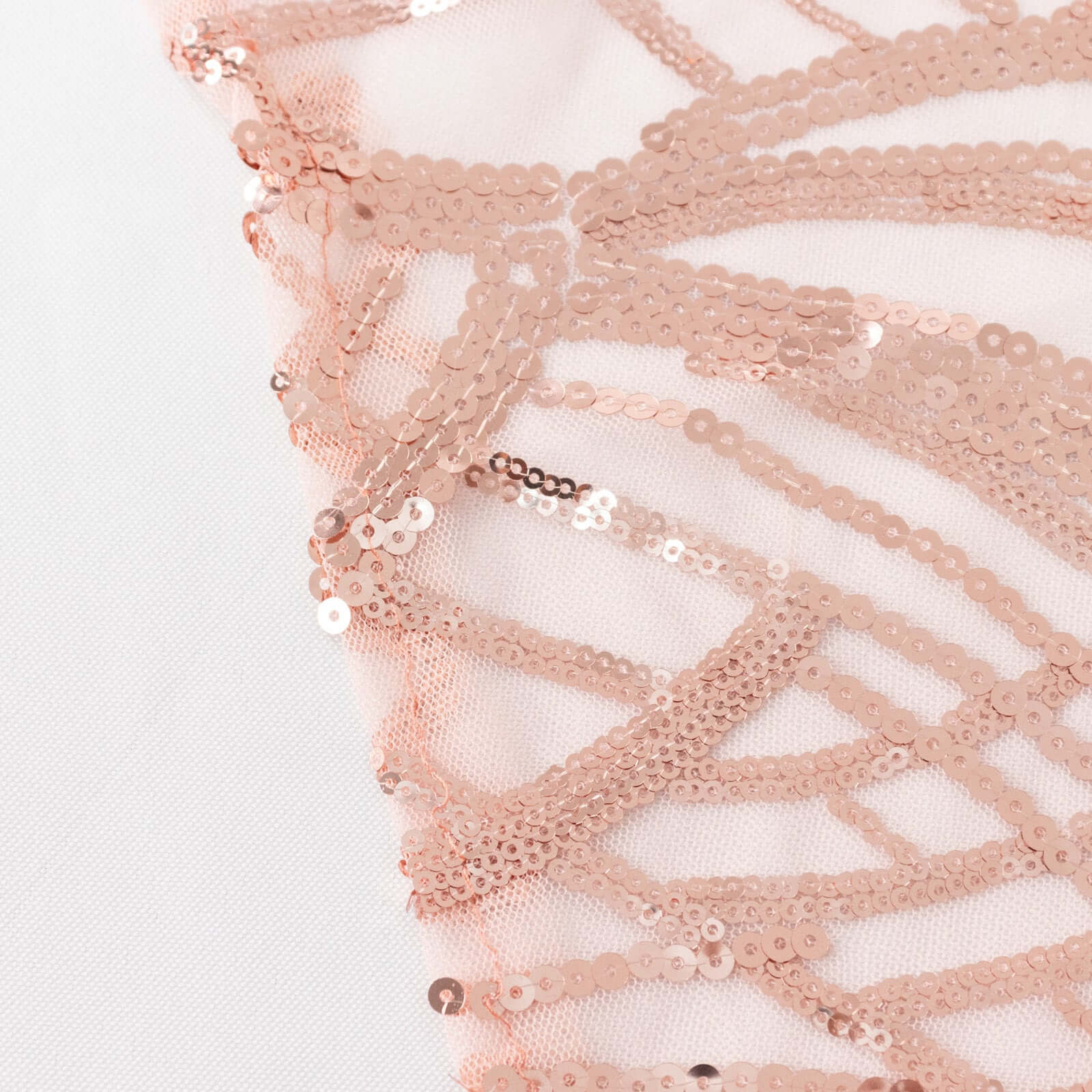 Mesh 72"x72" Table Overlay Square Tablecloth Blush - Wave Embroidered Sequins Table Topper - Bell Racket Store