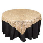 Mesh 72"x72" Table Overlay Square Tablecloth Champagne - Wave Embroidered Sequins Table Topper - Bell Racket Store
