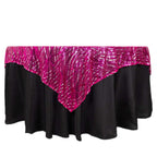 Mesh 72"x72" Table Overlay Square Tablecloth Fuchsia Silver - Wave Embroidered Sequins Table Topper - Bell Racket Store