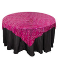 Mesh 72"x72" Table Overlay Square Tablecloth Fuchsia Silver - Wave Embroidered Sequins Table Topper - Bell Racket Store