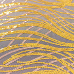 Mesh 72"x72" Table Overlay Square Tablecloth Rose Gold/Gold - Wave Embroidered Sequins Table Topper - Bell Racket Store