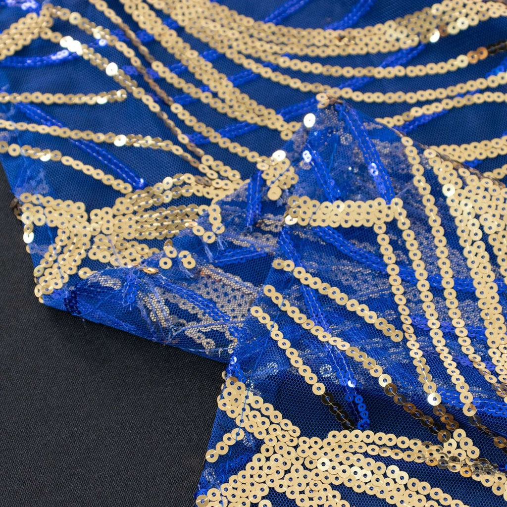 Mesh 72"x72" Table Overlay Square Tablecloth Royal Blue - Wave Embroidered Sequins Table Topper - Bell Racket Store