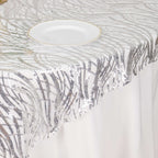 Mesh 72"x72" Table Overlay Square Tablecloth Silver - Wave Embroidered Sequins Table Topper - Bell Racket Store