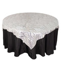 Mesh 72"x72" Table Overlay Square Tablecloth Silver - Wave Embroidered Sequins Table Topper - Bell Racket Store