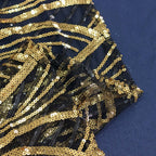 Mesh 90"x156" Rectangle Tablecloth Black/Gold - Wave Sequin Embroidered Table Cover - Bell Racket Store
