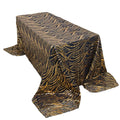 Mesh 90"x156" Rectangle Tablecloth Black/Gold - Wave Sequin Embroidered Table Cover - Bell Racket Store