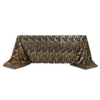 Mesh 90"x156" Rectangle Tablecloth Black/Gold - Wave Sequin Embroidered Table Cover - Bell Racket Store