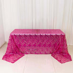 Mesh 90"x156" Rectangle Tablecloth Fuchsia/Silver - Wave Sequin Embroidered Table Cover - Bell Racket Store