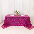 Mesh 90"x156" Rectangle Tablecloth Fuchsia/Silver - Wave Sequin Embroidered Table Cover - Bell Racket Store
