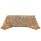 Mesh 90"x156" Rectangle Tablecloth Gold - Wave Sequin Embroidered Design for Refined Occasions - Bell Racket Store