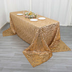 Mesh 90"x156" Rectangle Tablecloth Gold - Wave Sequin Embroidered Design for Refined Occasions - Bell Racket Store