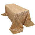 Mesh 90"x156" Rectangle Tablecloth Gold - Wave Sequin Embroidered Design for Refined Occasions - Bell Racket Store