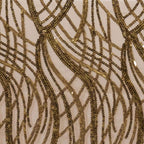 Mesh 90"x156" Rectangle Tablecloth Gold - Wave Sequin Embroidered Design for Refined Occasions - Bell Racket Store