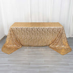Mesh 90"x156" Rectangle Tablecloth Gold - Wave Sequin Embroidered Design for Refined Occasions - Bell Racket Store