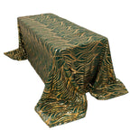 Mesh 90"x156" Rectangle Tablecloth Hunter Emerald Green/Gold - Wave Sequin Embroidered Table Cover - Bell Racket Store