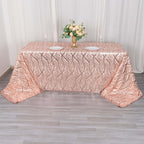 Mesh 90"x156" Rectangle Tablecloth Rose Gold - Wave Sequin Embroidered Table Cover - Bell Racket Store
