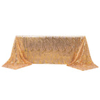 Mesh 90"x156" Rectangle Tablecloth Rose Gold/Gold - Wave Sequin Embroidered Table Cover - Bell Racket Store