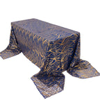 Mesh 90"x156" Rectangle Tablecloth Royal Blue/Gold - Wave Sequin Embroidered Table Cover - Bell Racket Store
