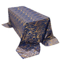 Mesh 90"x156" Rectangle Tablecloth Royal Blue/Gold - Wave Sequin Embroidered Table Cover - Bell Racket Store